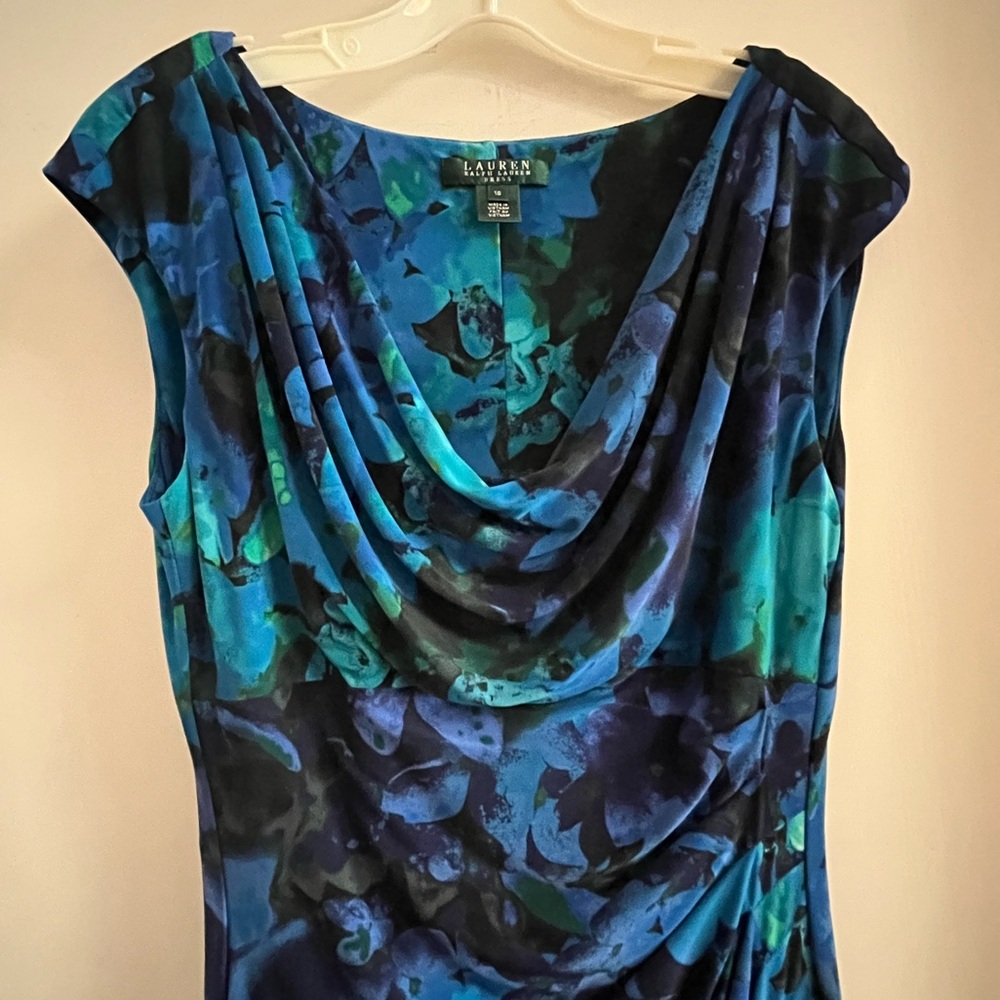Lauren Ralph Lauren Teal and Navy Floral Dress